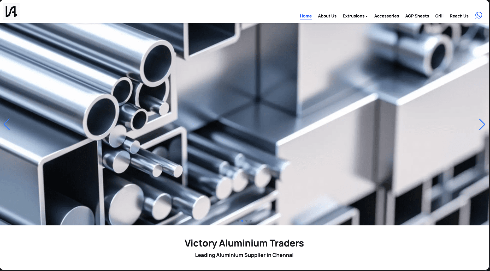 Victory Aluminium website homepage